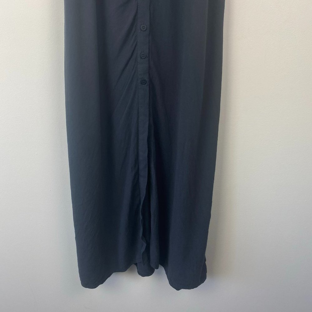 TOPSHOP Blue‎ Gray Grey Keyhole Knotted Midi Dress Linen Blend US 4 - Picture 6 of 12